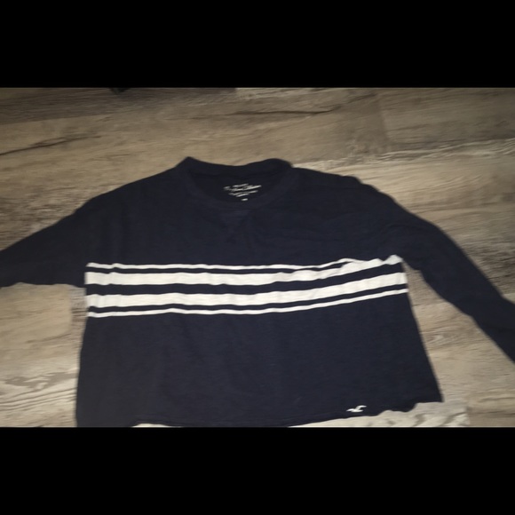 Hollister Navy blue long sleeve top, white stripe - Picture 3 of 4